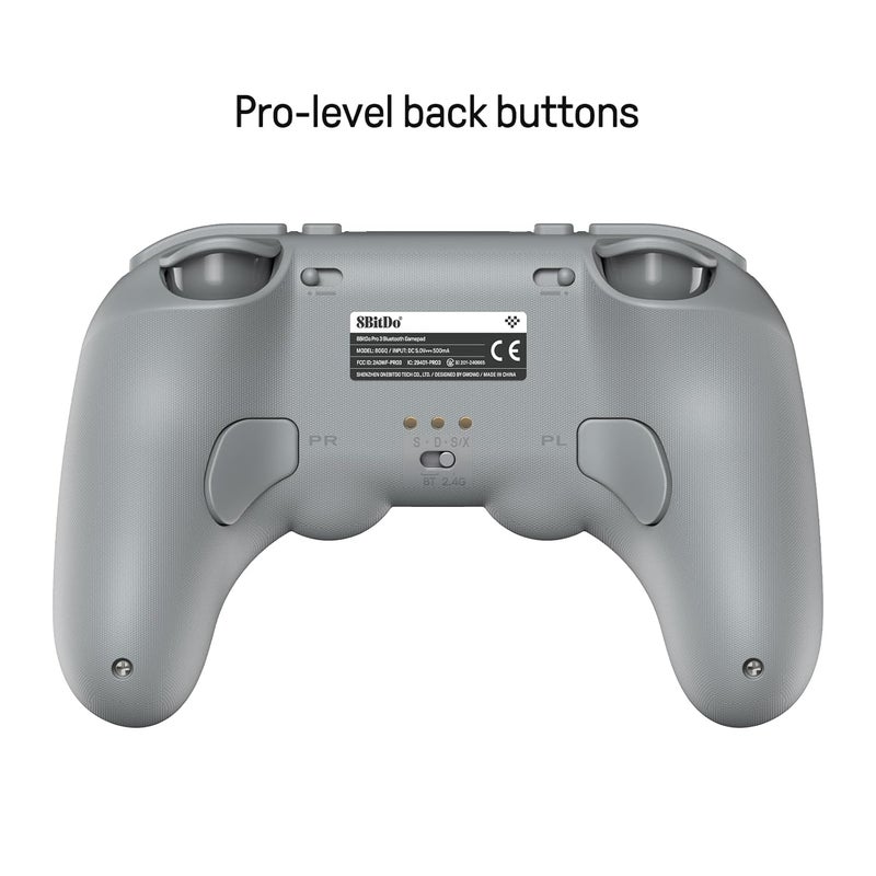 8Bitdo وحدة تحكم بلوتوث Pro 3 مع أزرار ABXY قابلة للتبديل، عصي TMR، زناد تأثير هول، أزرار خلفية احترافية، قاعدة شحن، لجهاز Switch/Switch 2، ويندوز، أبل، SteamOS، أندرويد - رمادي - Image 4